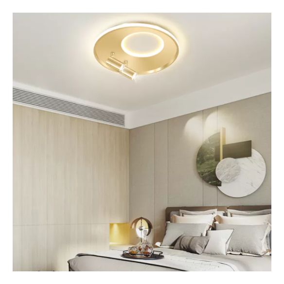 New Modern LED Flush Ceiling Lights Iron Circular Flush Mount Lamp with 2 Spotlights
