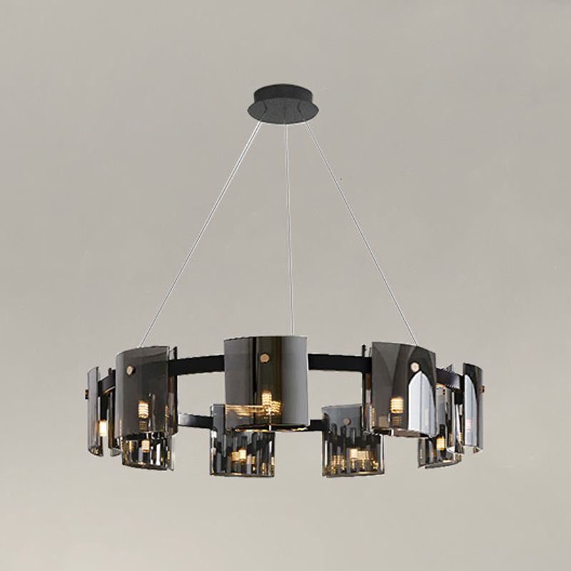 Simple Glass Pendant Lighting Fixture Modern Style Hanging Chandelier for Living Room