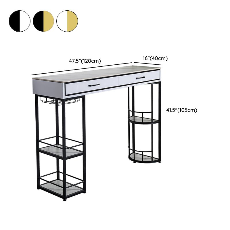 Glam Style Stone Bar Table Set 1/2/3 Pcs Rectangular Pub Set for Indoor