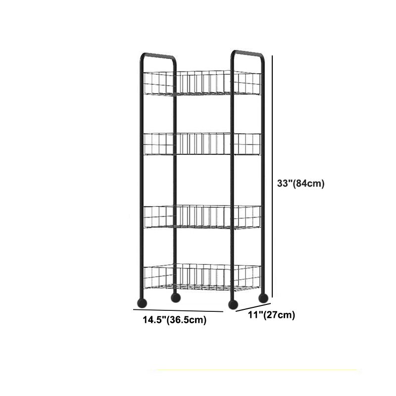 Industrial Iron Etagere Bookshelf Open Vertical Bookshelf with Caster Wheels