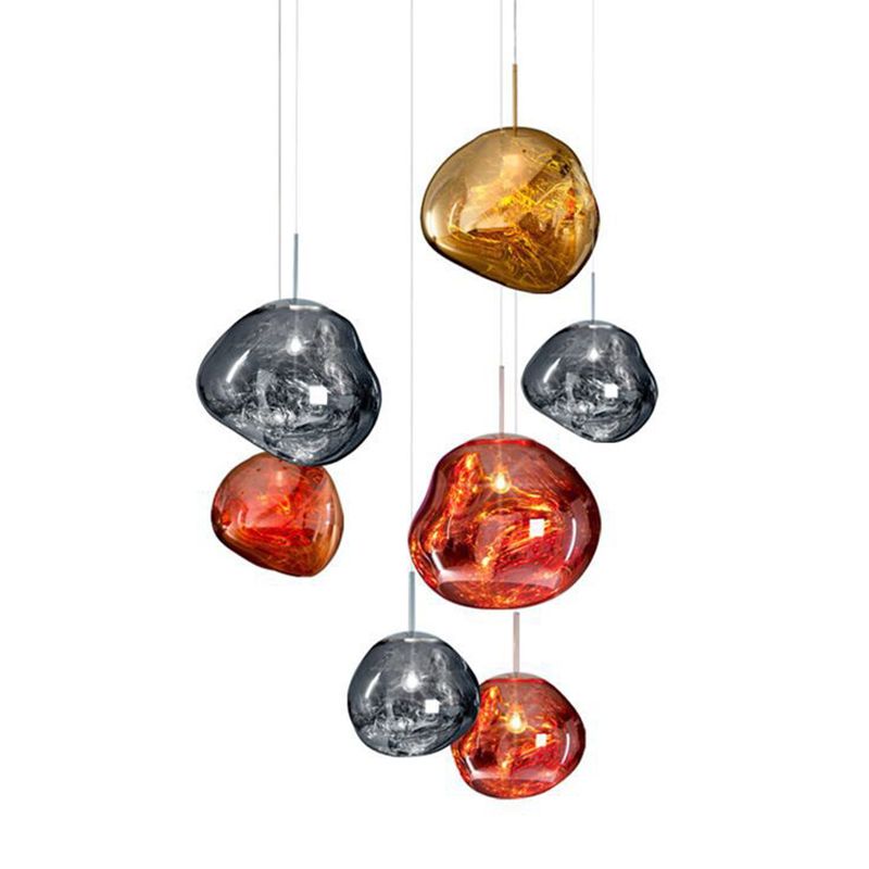 Electroplating Mirror Glass Lava Hanging Light 1-Light Creative Hanging Pendant Lamp for Bedroom