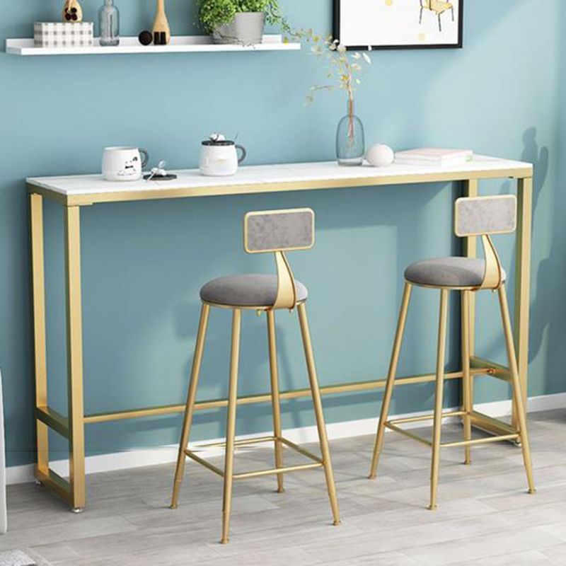 Stone Rectangle Bar Dining Table Modern Bar Table with Trestle Base