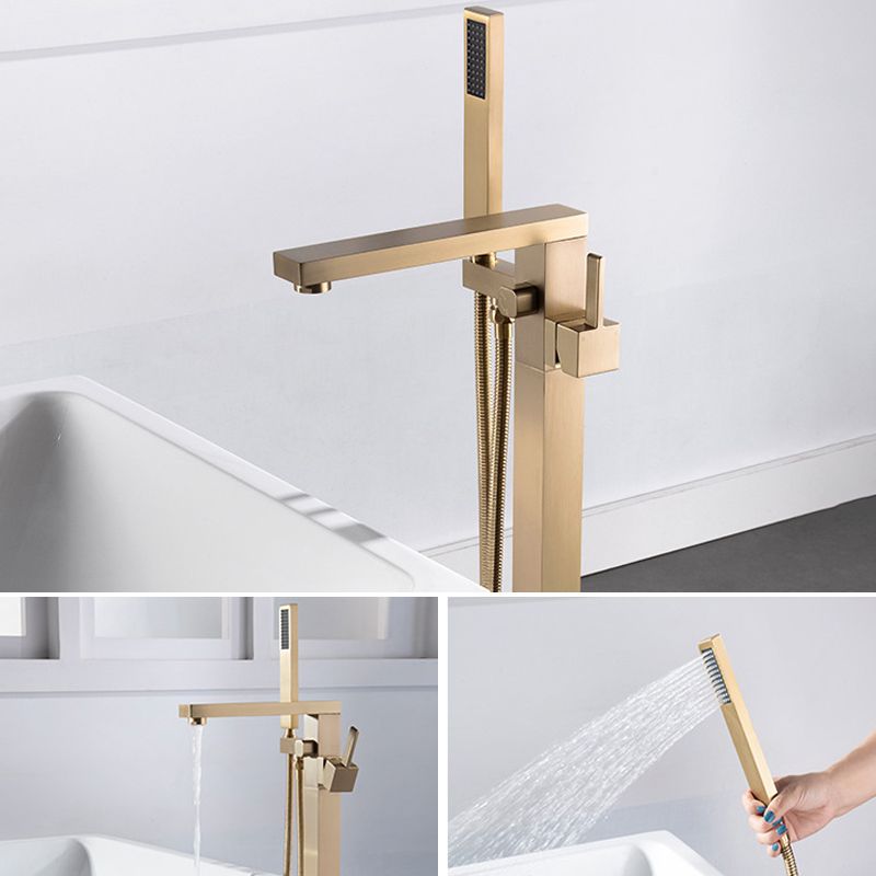 Floor Mounted Metal Freestanding Tub Filler Swivel Freestanding Faucet with Hose