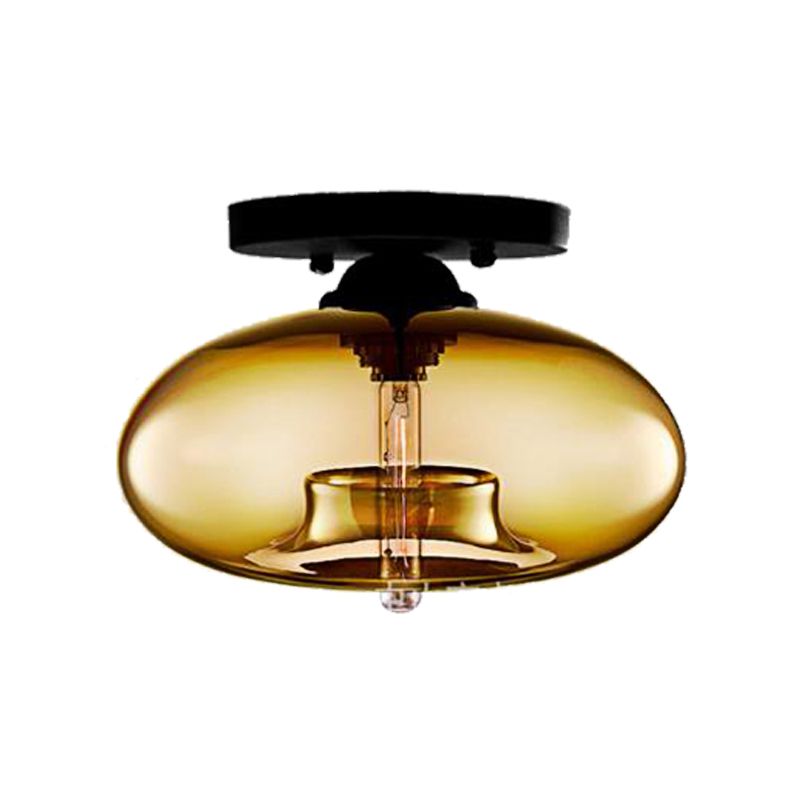 Oblong Flush Deckenleuchte Modernist Glas 1 Lichthimmel Blau/Amber/Rauch Grau/Kaffee Deckenleuchte, 11 " W
