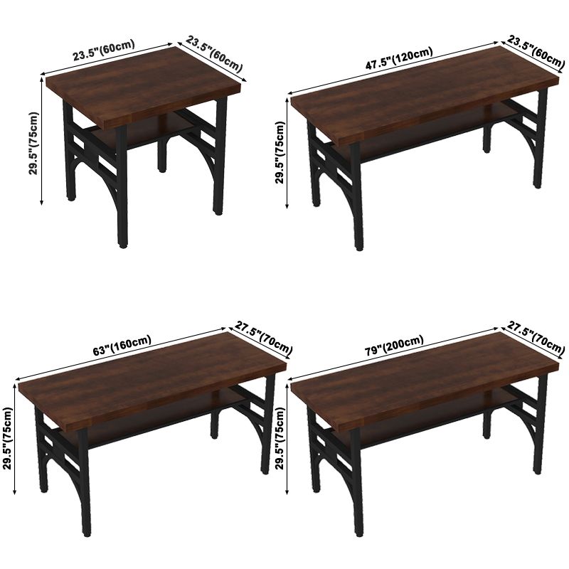 Industrial Solid Wood Dinner Room Kitchen Table Brown Table with Black Frame for Dining Room