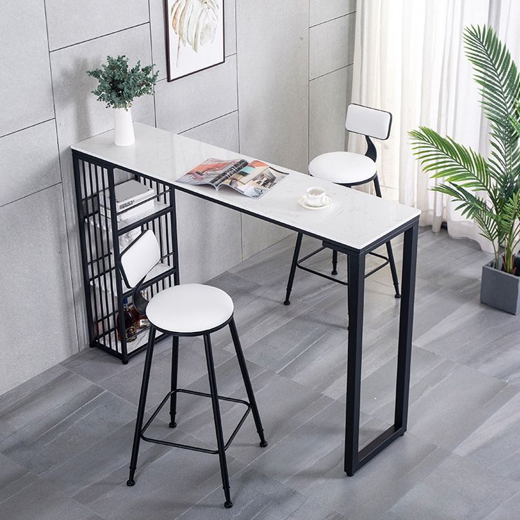 Industrial Style 1/2/3 Pieces Bar Table Set Rectangle Bar Table with Metal Stools