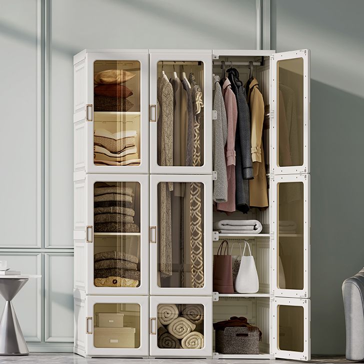 Modern Folding Plastic Wardrobe Freestanding Wardrobe with Shelves