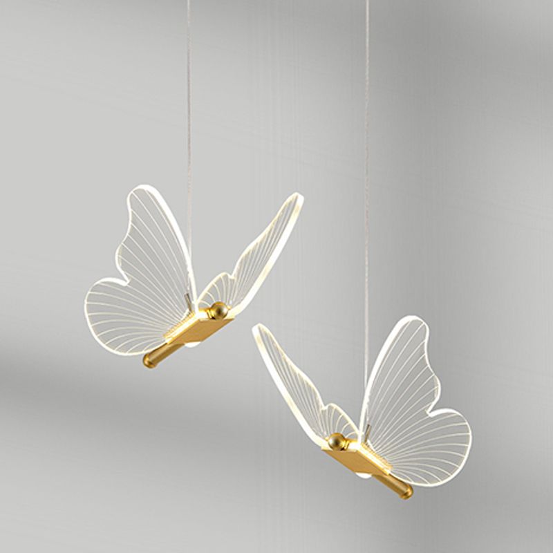Metal Butterfly Shade Hanging Lights Modern Style Multi Light Hanging Mount Fixture