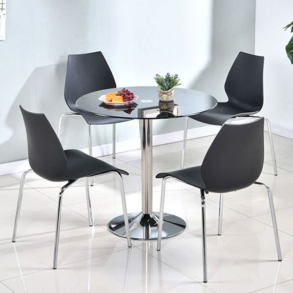 Round GlassTransparent Dining Table Simplicity Pedestal Table for Dining Room
