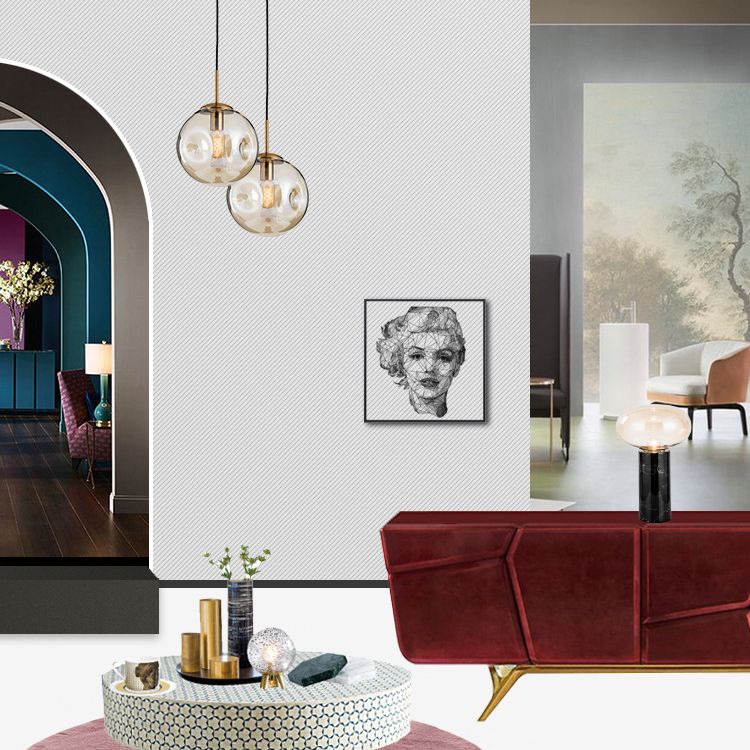 Modern Creative Single Pendant Light Electroplate Metal Globe Hanging Lamp with Glass Shade