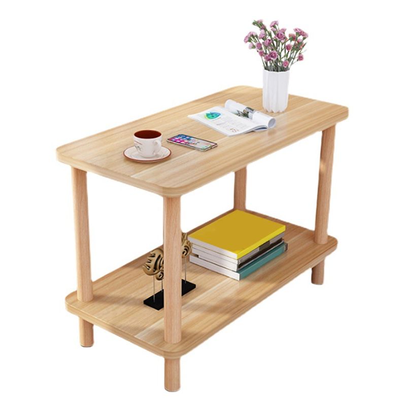 20.87" Tall Wood Side Accent Table Geometric Shelf Included End Table