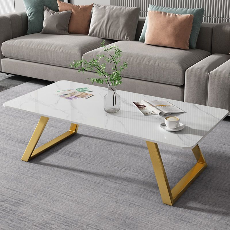 17.7"Tall Sled Metal Base Rectangular Slate Table Top Coffee Table
