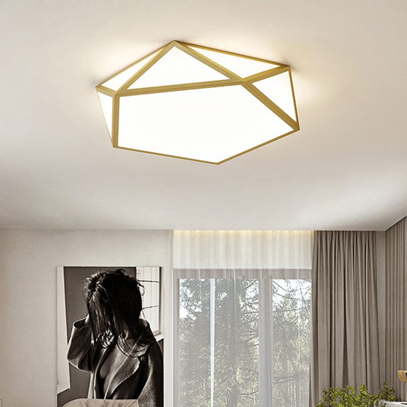 16.5"/20.5" Wide Gold Pentagon Ceiling Light Nordic LED Acrylic Flush Mount Lamp for Bedroom