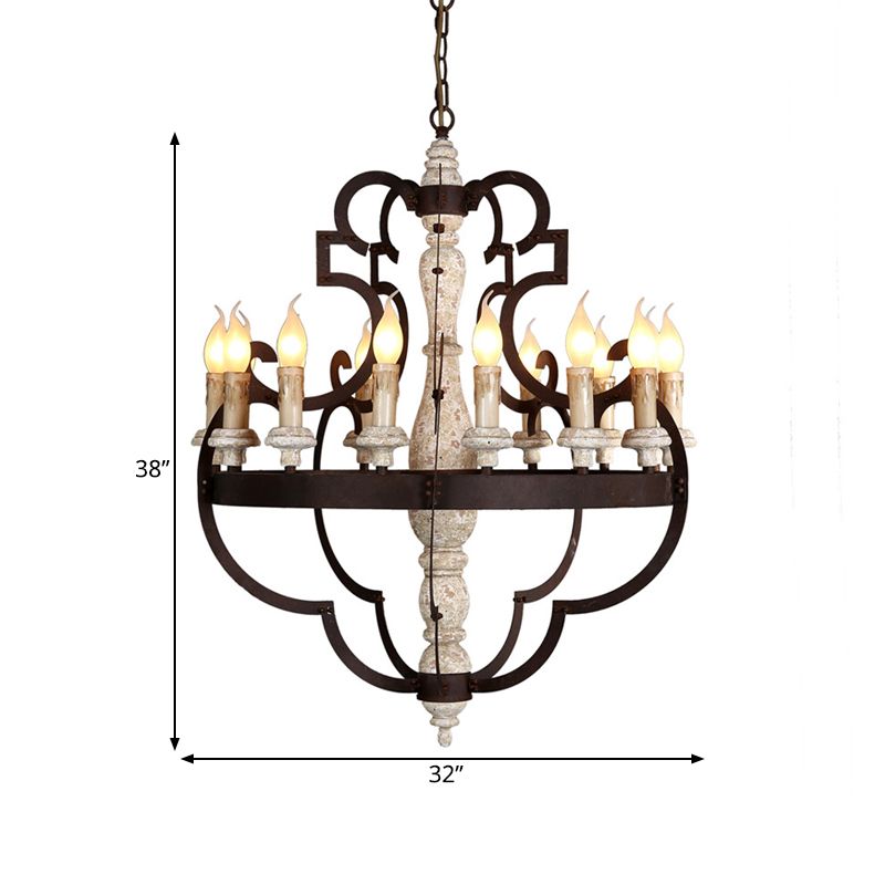 Bougie de lustre suspendue en bois 15 ampoules Traditional Pendant Lightture pour salle à manger