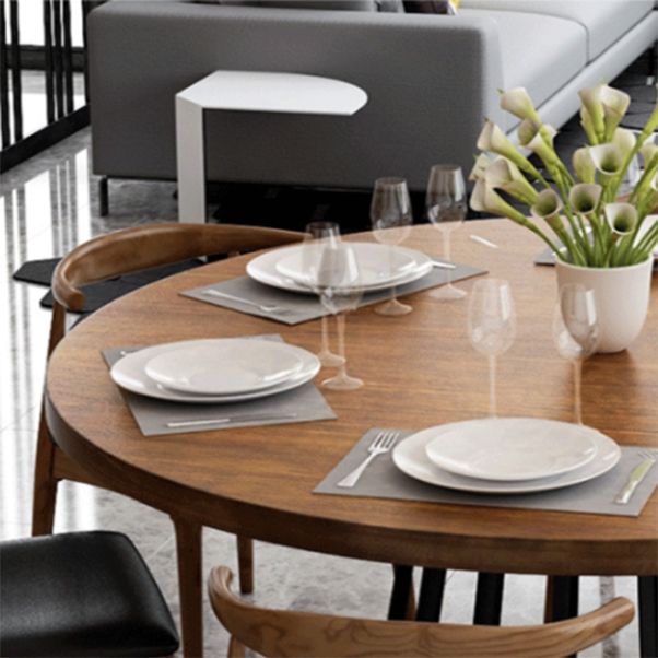 Modern Dining Set 1/2/7 Pcs Round Dining Table with Cow Horn Chairs