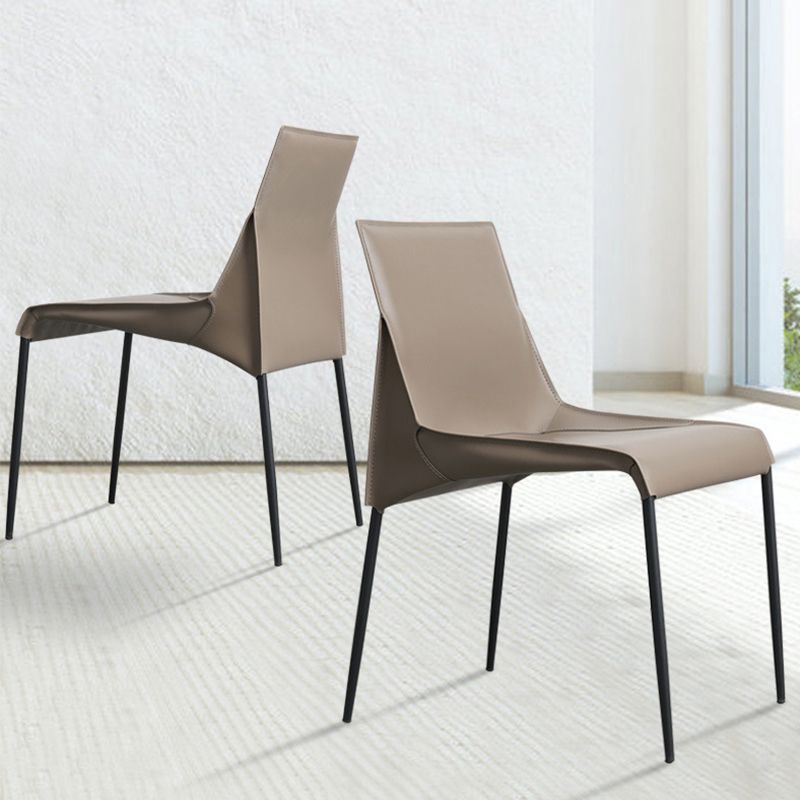 Metal Modern Dining Chair with Solid Back Matte Finish Indoor Side Chair