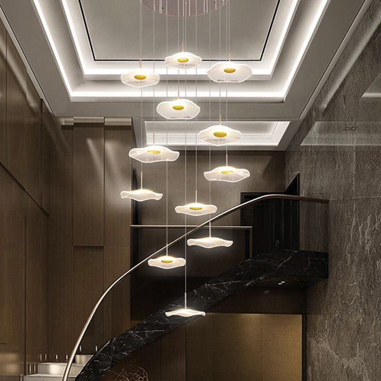 Modern Special Shape Pendant Clear Acrylic Hanging Ceiling Light for Spiral Stair
