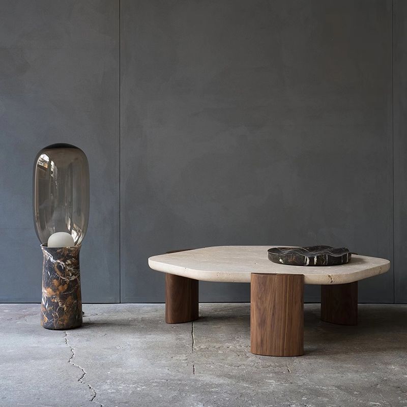 3 Legs Single Coffee Table Wooden Modern Brown Cocktail Table