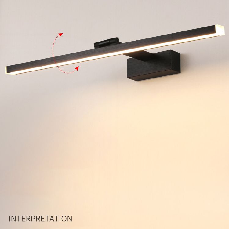 Metal linear Shade Mirror Wall Lights Modern 1 Head Wall Mount Fixture in Black