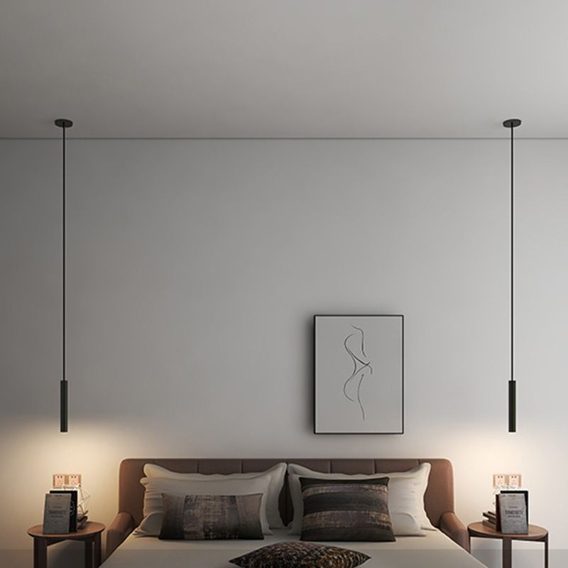 Black Line Shape One-Light Pendant Light Modern Pendant Lighting for Bedroom