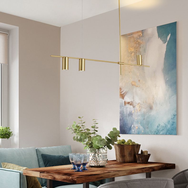 Multiple-Light Cylinder Island Pendant Modern Metal Island Lighting