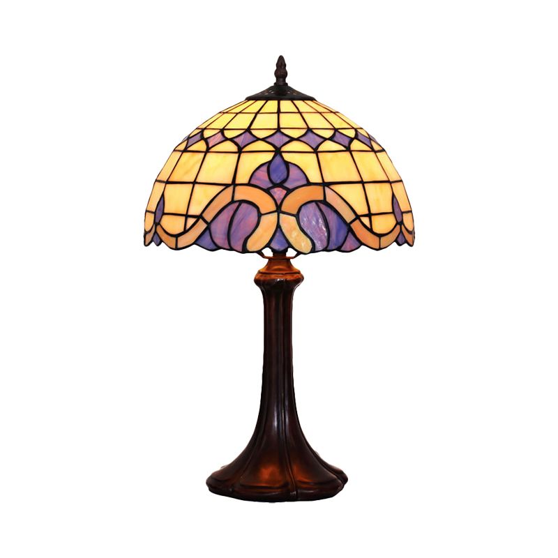 1 Éclairage de table basse Tiffany Tiffany de chambre à coucher avec une teinte vitrail à motifs de grille