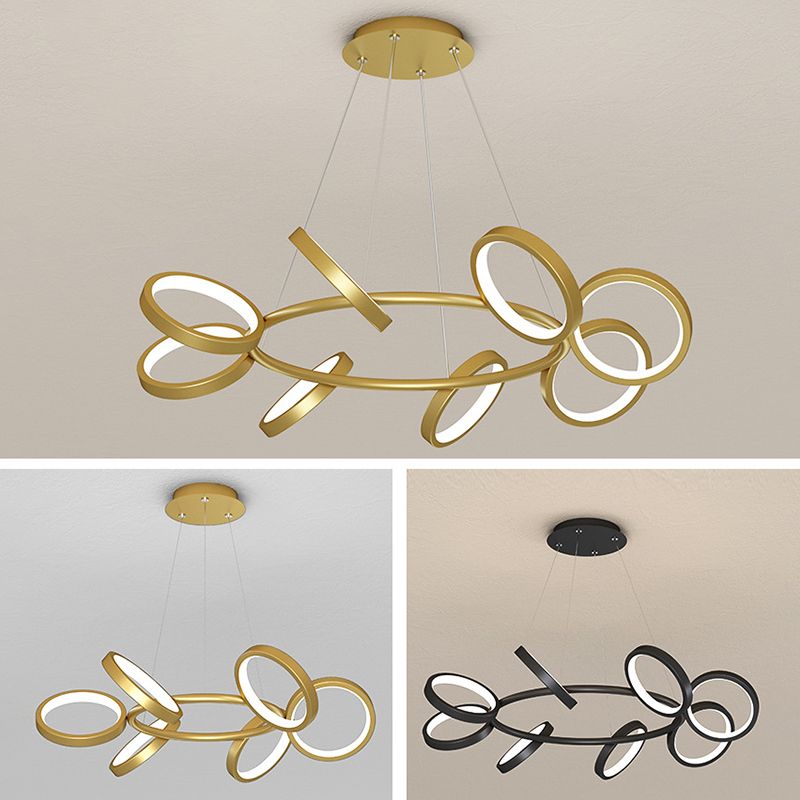 Simplicidad La lámpara LED en forma de anillo en forma de anillo de metal sala de estar colgante de la lámpara