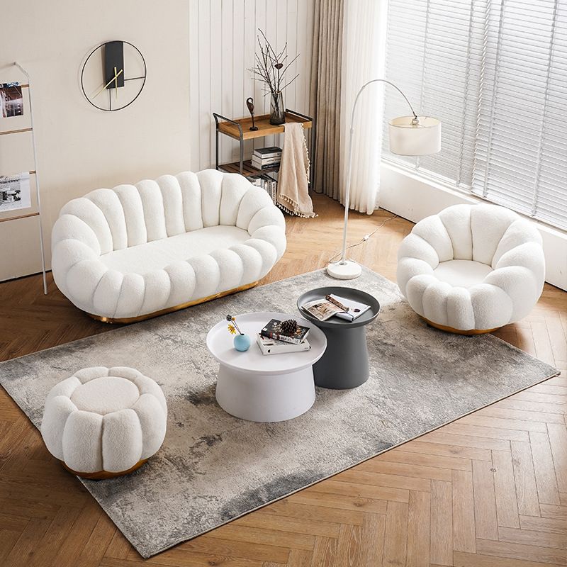 Modern Solid Color Curved Sofa with Sloped Arms for Bedroom Living Room