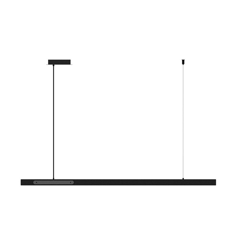 Black Metal Island Lamp Modern 1-Light Linear Restaurant Pendant Light