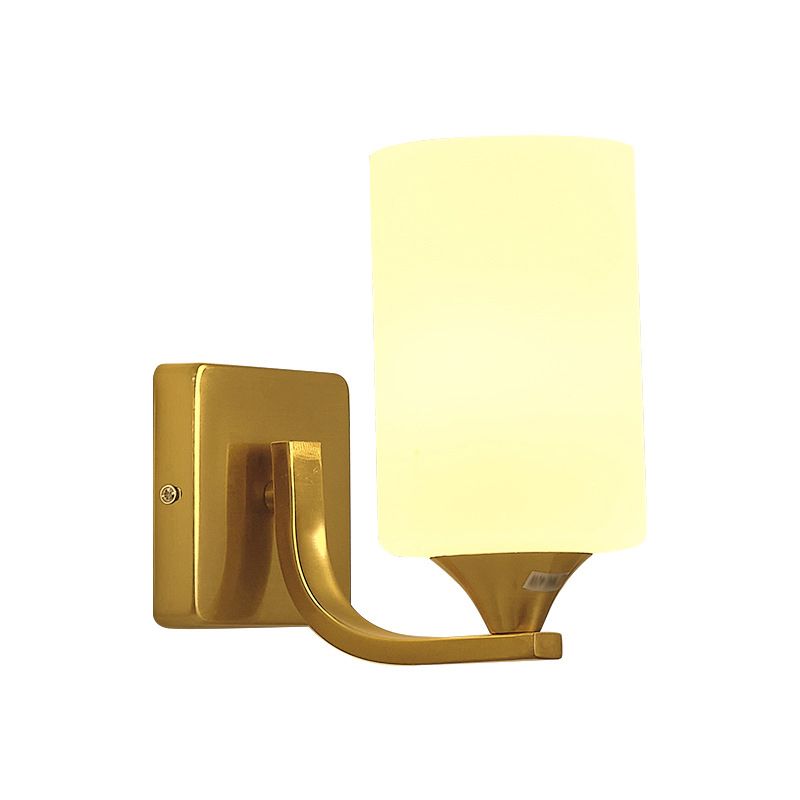 Simple Wall Sconce Cylinder Wall Light Fixture in Gold for Bedroom