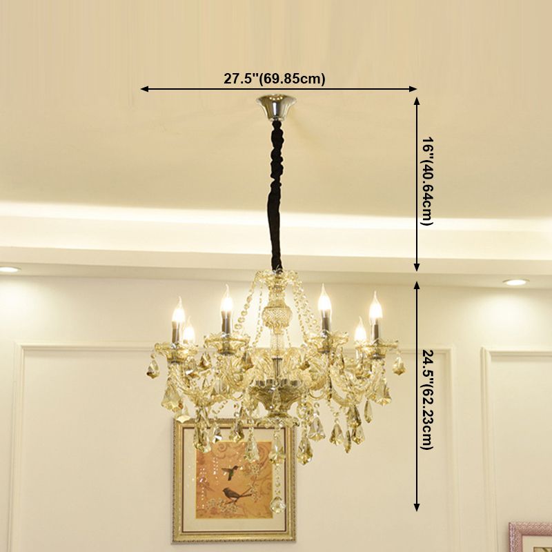 European Style Chandelier Light Crystal Multi Bulb Pendant Light for Sitting Room