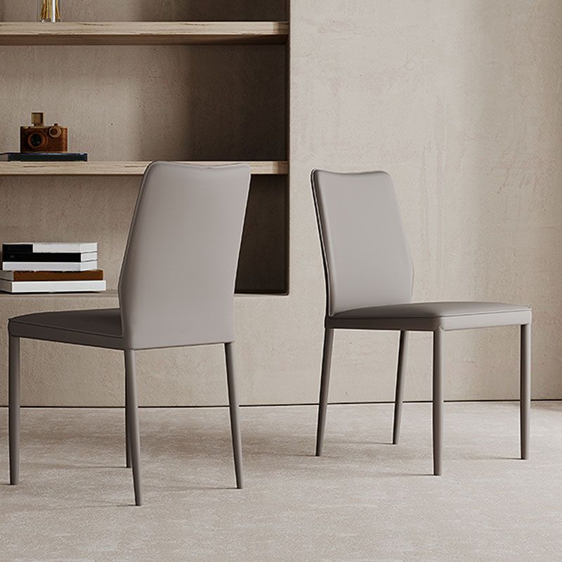 Designer Style Armless Chair Leather Parsons Back Chair for Restaurant