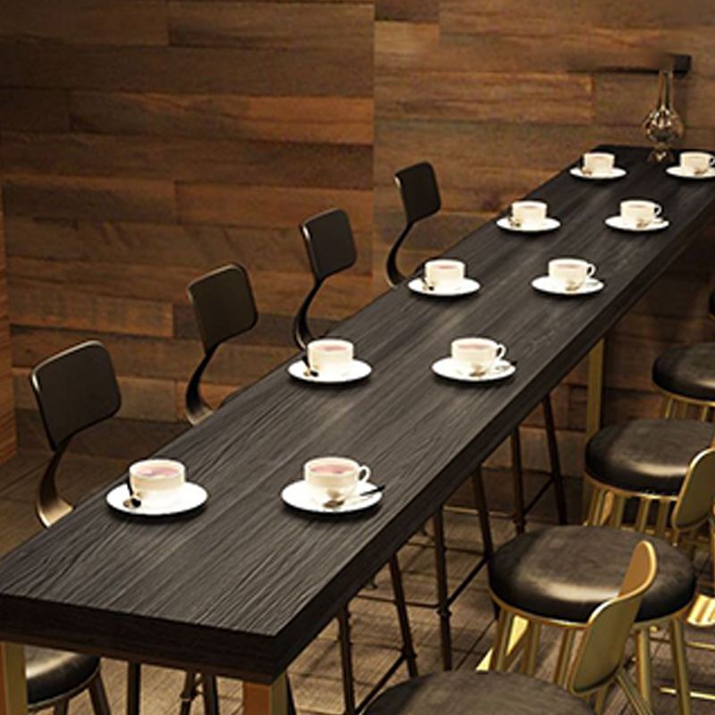 Glam Style Rectangle Bar Table Pine Solid Wood Bar Dining Table for Living Room