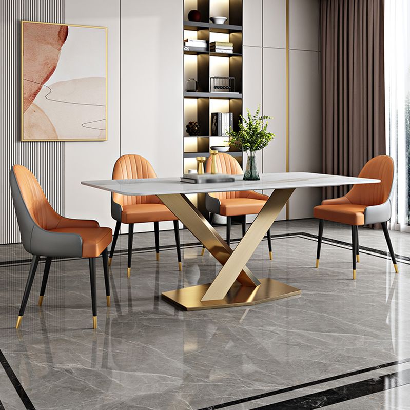 Traditionele luxe rechthoekige eettafel stenen meubilair met voetstuk