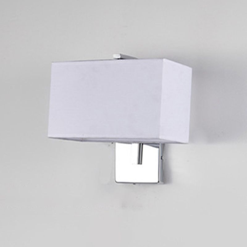 Metal Modern Wall Sconce Rectangle Shape Wall Light with Fabric Shade for Living Room