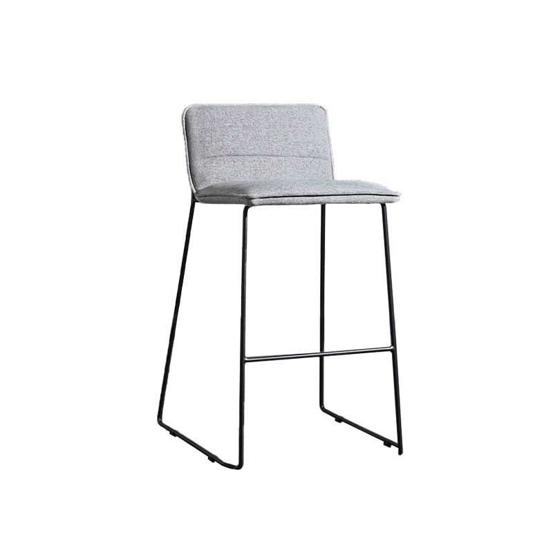 Contemporary Upholstered Armless Bar Stool with Black Metal Base