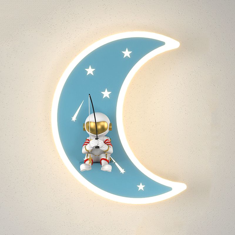 Cartoon LED Wall Light Astronaut and Moon Shaped Sconce Light for Kids Room