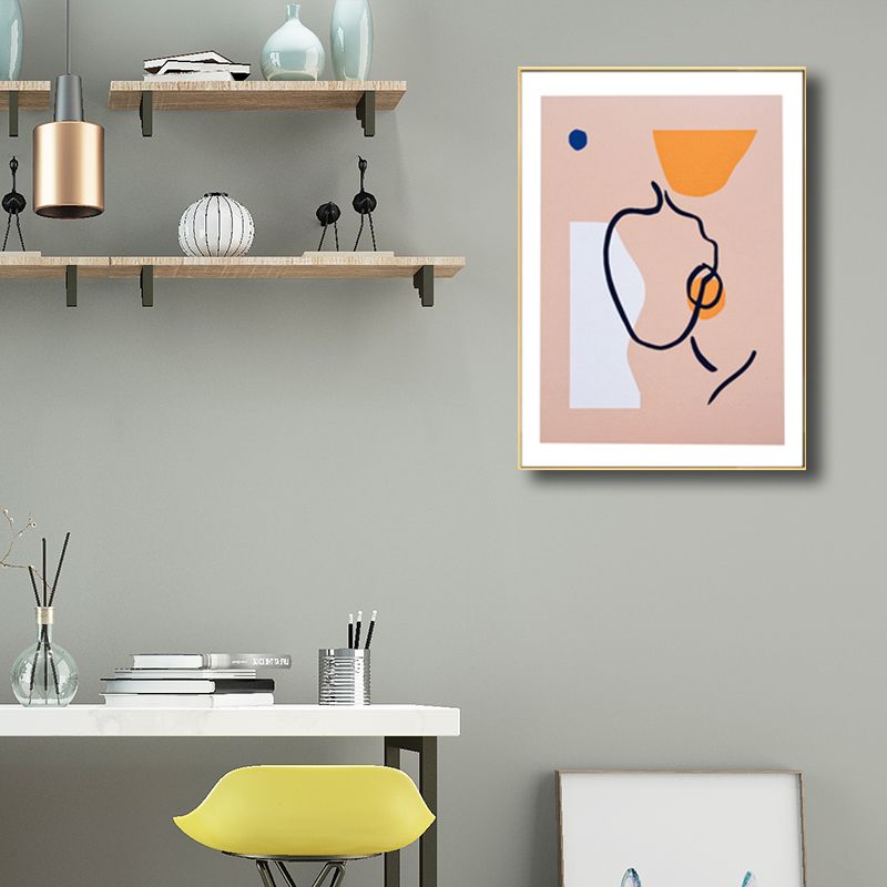 Minimalistischer abstrakter Figuren-Zeichnungs-Kunstdruck, pastellfarbene, strukturierte Wanddekoration für Zuhause