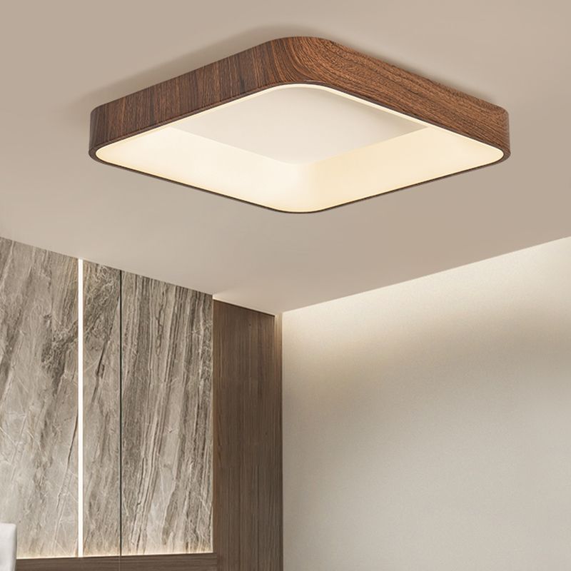 Modern Metal Flush Mount LED Geometric Shape Ceiling Lamp with Acrylic Shade for Bedroom