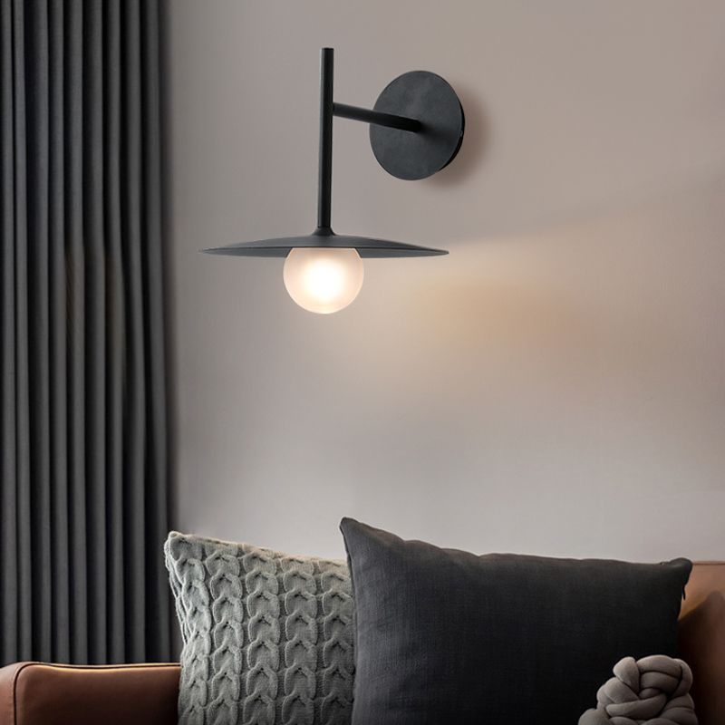 Modern Single Wall Mounted Sconce Metal Wall Light in White/Black/Grey