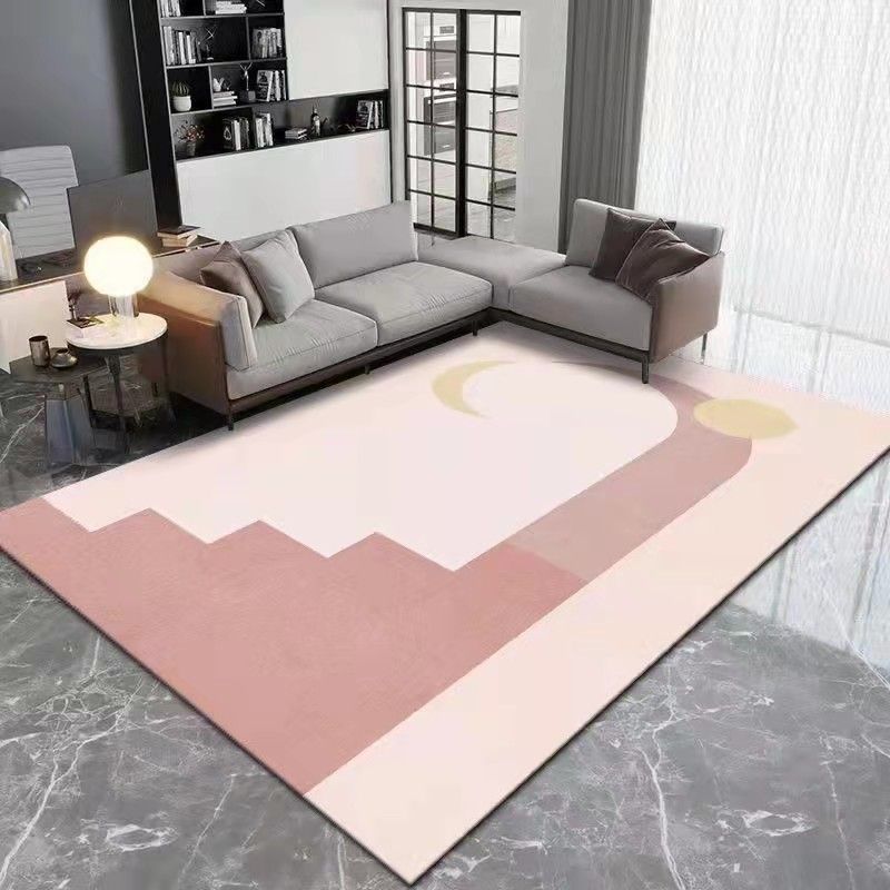 Brown Simple Rug Polyester Color Block Rug Washable Area Rug for Living Room