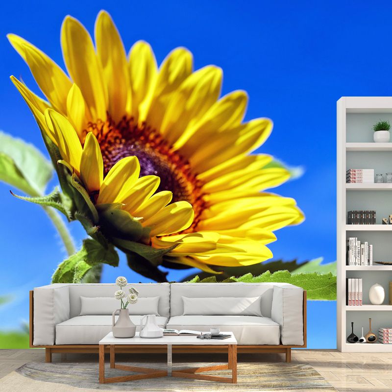 Customized Blooming Sunflower Mural Wallpaper Contemporary for Guest Room Decor