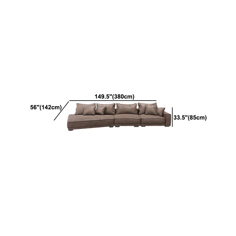 Scandinavian Square Arm Sectional with Pillow Back for Apartment
