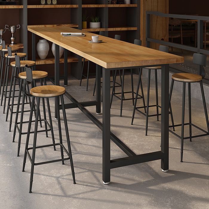 Rectangle Wood Top Counter Table Industrial Style Bar Table for Restaurant