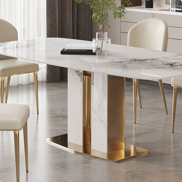 Contemporary Dining Set 1/4/5/7 Pcs Stone Dining Table with Upholstered Chairs