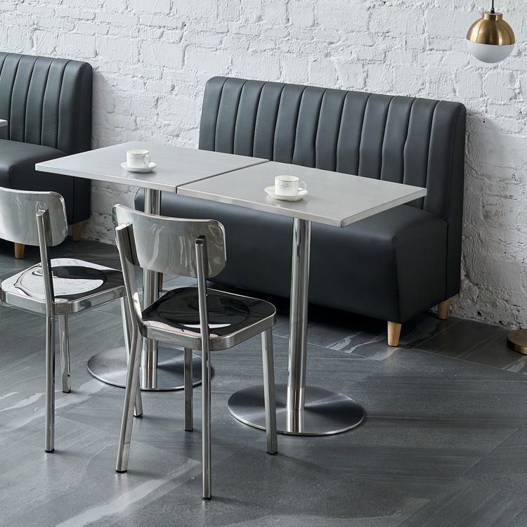 Industrial Dining Room Table Stainless Steel Table with Pedestal Table