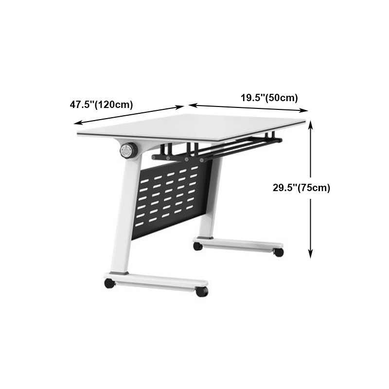 Contemporary Folding Writing Desk Rectangular Manufactured Wood Desk with Caster Wheels