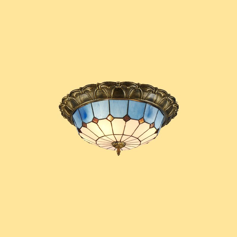 Tiffany LED Ceiling Light Geometric Glass Flush Mount for Living Room