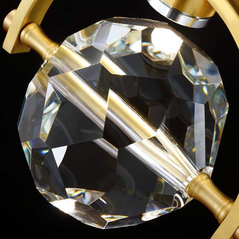 Crystal Gold LED Pendant Light in Modern Luxury Style Copper Globe Hanging Lamp for Interior Spaces