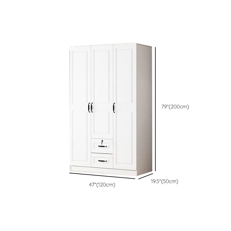 Hinged Wardrobe Cabinet White Wardrobe Armoire with Shelves for Home